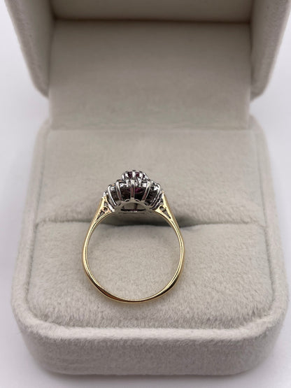 9ct gold ruby and diamond ring