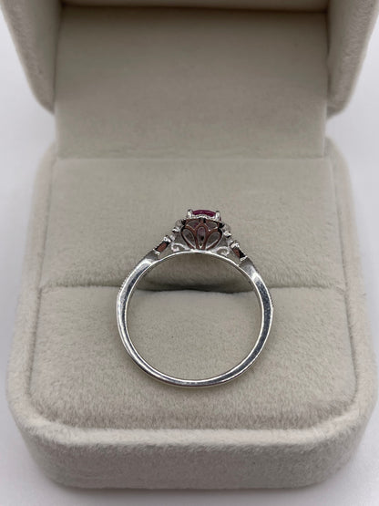 9ct white gold ruby and diamond ring