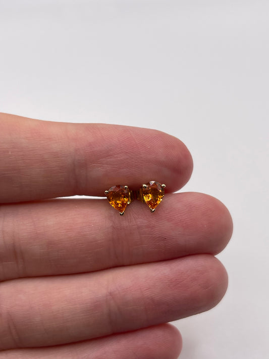 9ct gold orange sapphire earrings