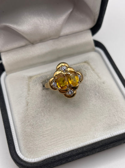 9ct gold sapphire and tanzanite ring
