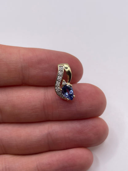 9ct gold tanzanite and diamond pendant