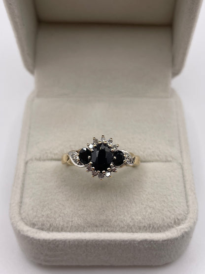 9ct gold sapphire and diamond ring