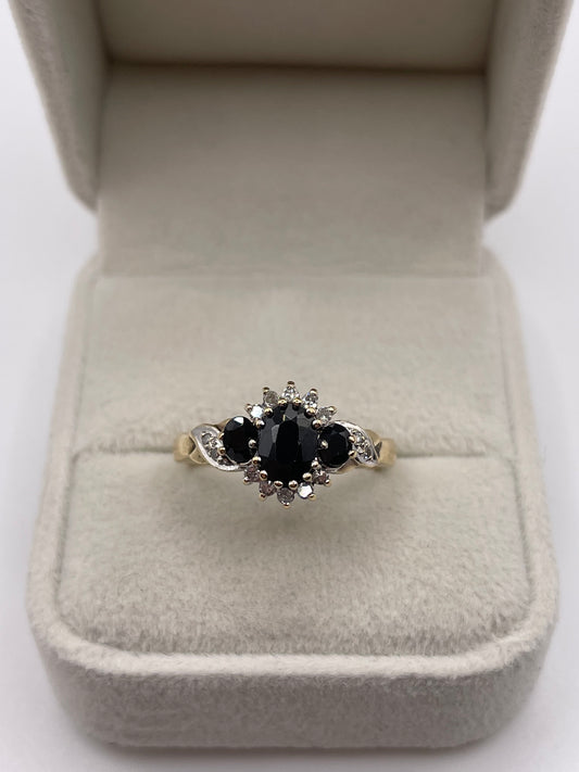 9ct gold sapphire and diamond ring