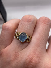 Load image into Gallery viewer, 9ct gold cabochon topaz and diamond ring
