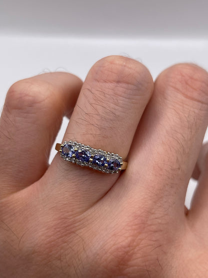 9ct gold tanzanite and diamond ring