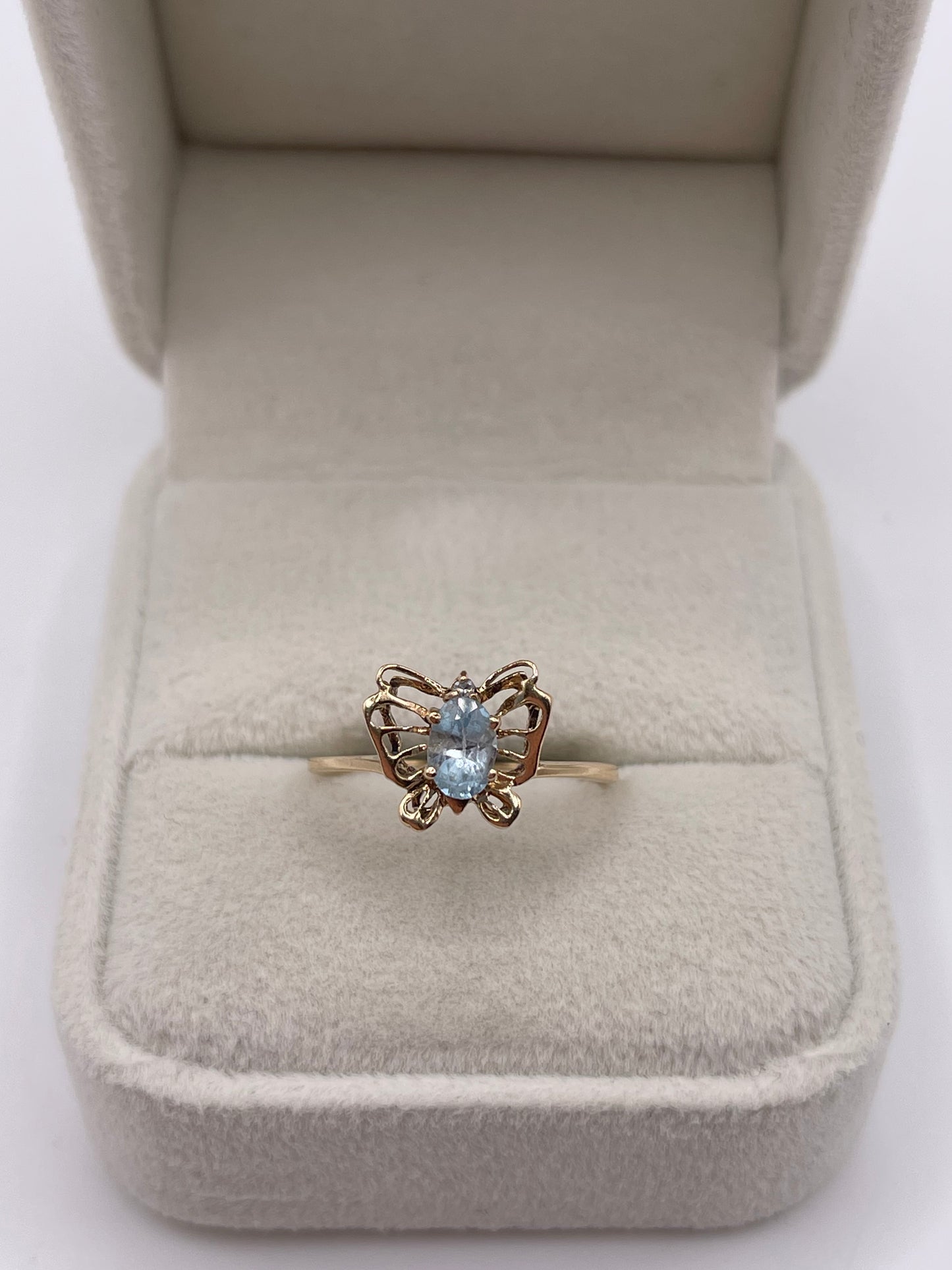 9ct gold blue topaz butterfly ring