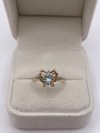 9ct gold blue topaz butterfly ring