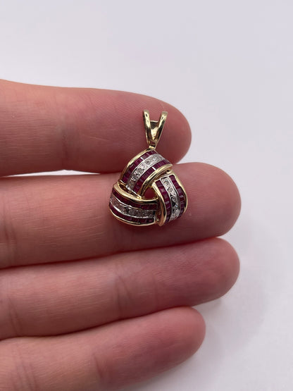 9ct gold ruby and diamond pendant