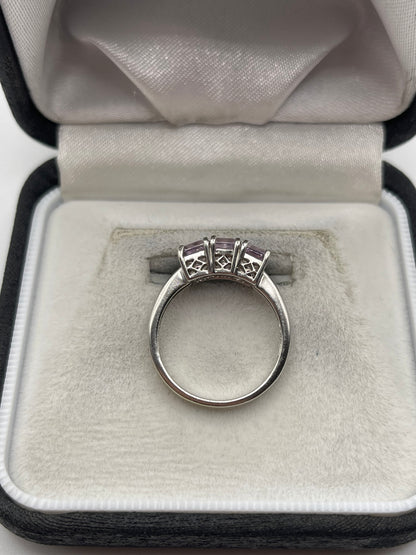 9ct white gold bi coloured amethyst ring