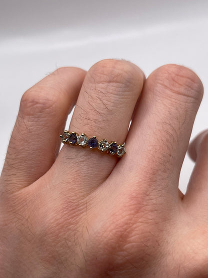 9ct gold aquamarine and iolite ring