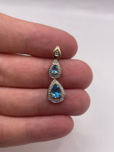 Load image into Gallery viewer, 9ct gold blue topaz and diamond pendant
