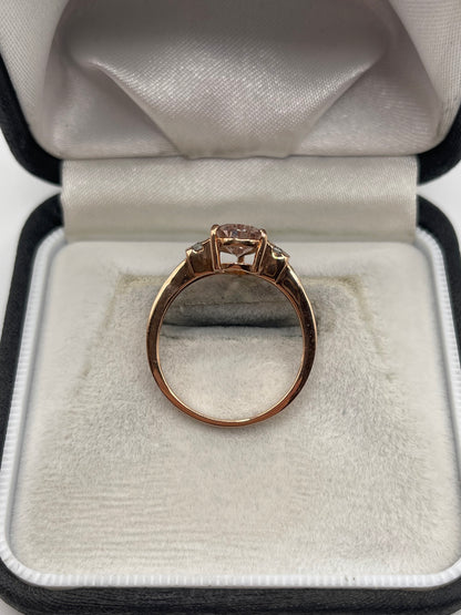 9ct rose gold morganite and zircon ring