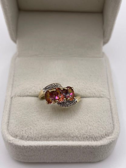 9ct gold topaz and diamond ring