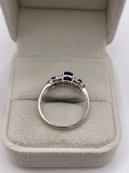 9ct white gold sapphire and diamond ring