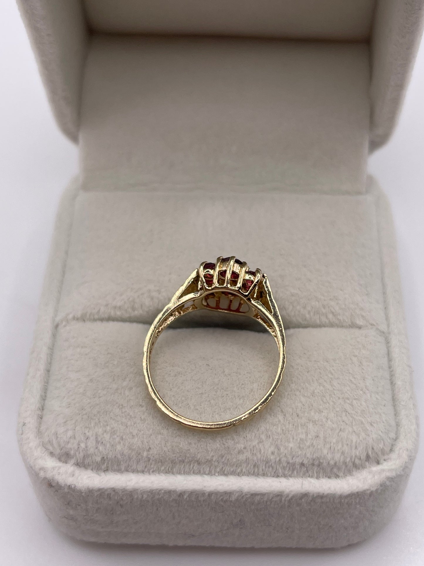 9ct gold ruby cluster ring