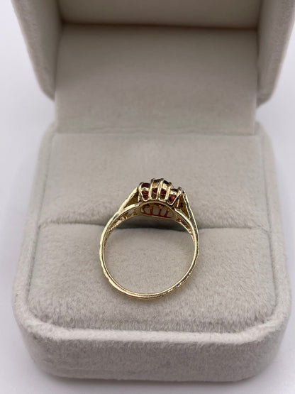 9ct gold ruby cluster ring