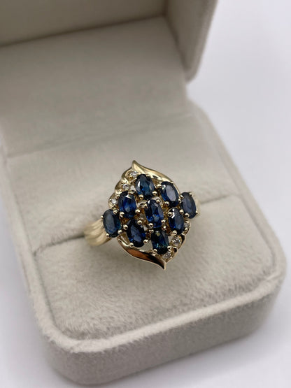 9ct gold sapphire and diamond ring
