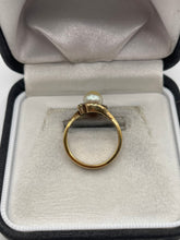 Load image into Gallery viewer, 9ct gold pearl and diamond ring
