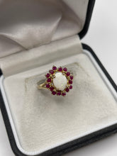 Load image into Gallery viewer, 9ct gold ruby and opal ring
