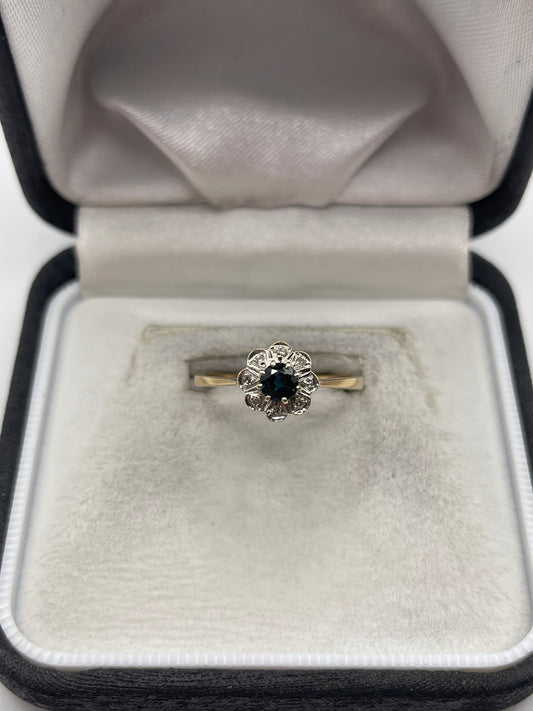 9ct gold sapphire and diamond ring