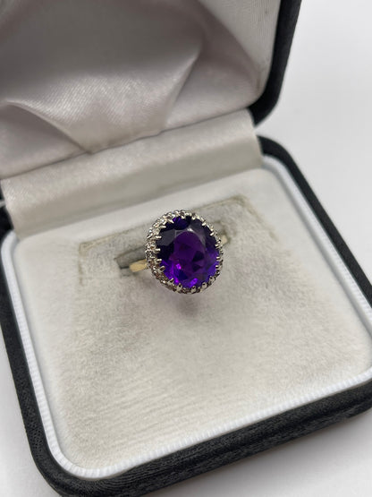 18ct gold amethyst and diamond ring