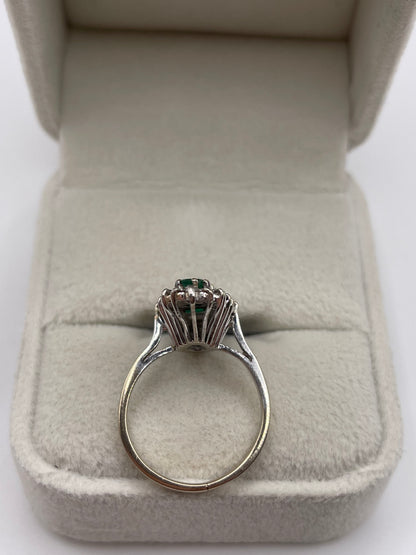 18ct white gold emerald and diamond ring