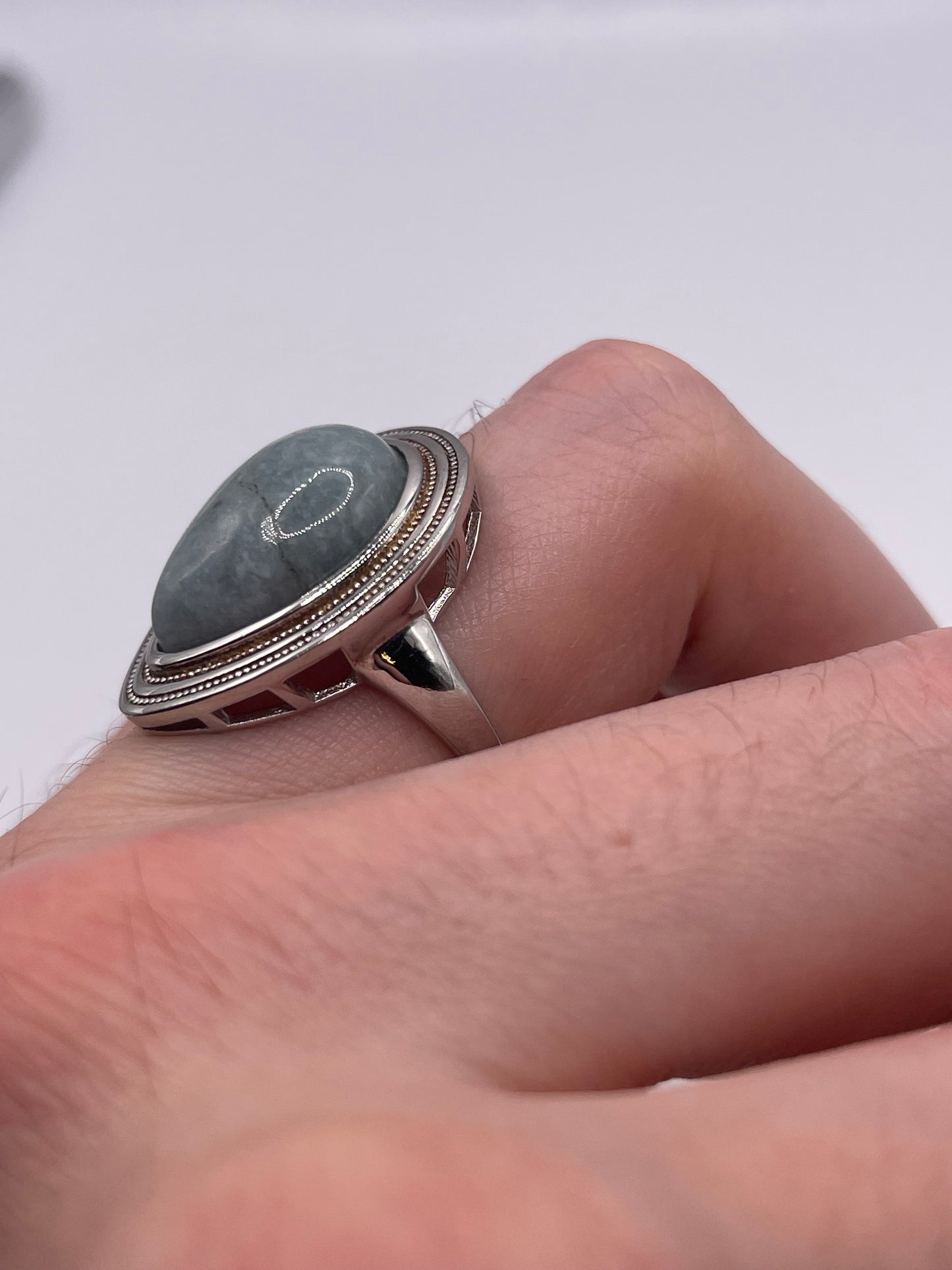 Silver gemstone ring