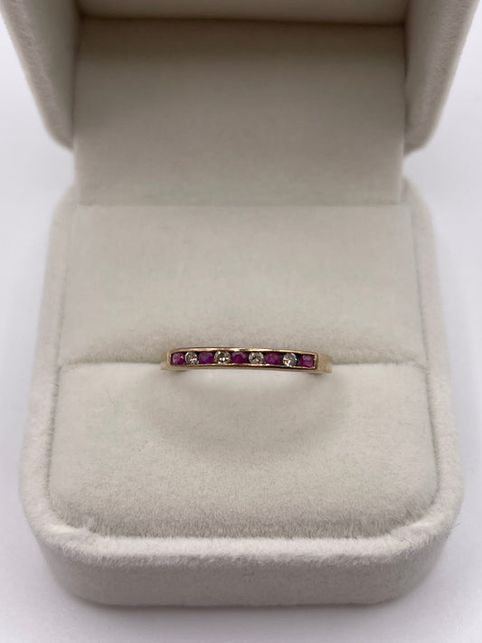 9ct gold ruby and diamond ring