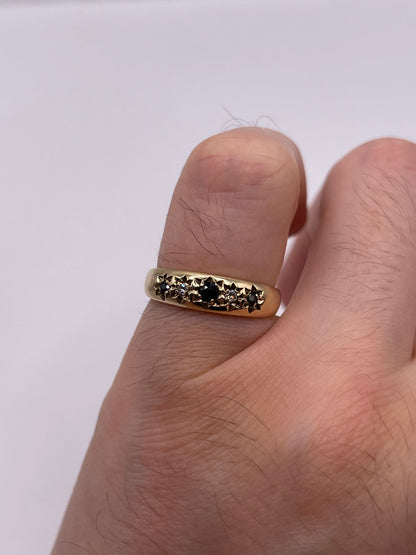 9ct gold sapphire and diamond gypsy ring