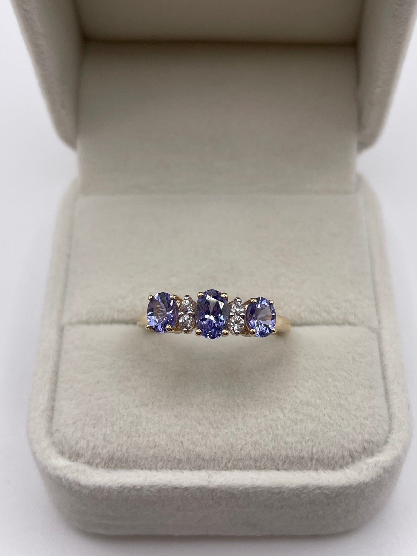 9ct gold tanzanite and zircon ring