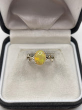 Load image into Gallery viewer, 14ct white gold opal and zircon ring
