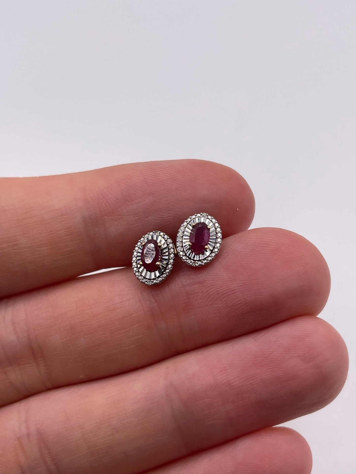 9ct gold ruby and diamond earrings