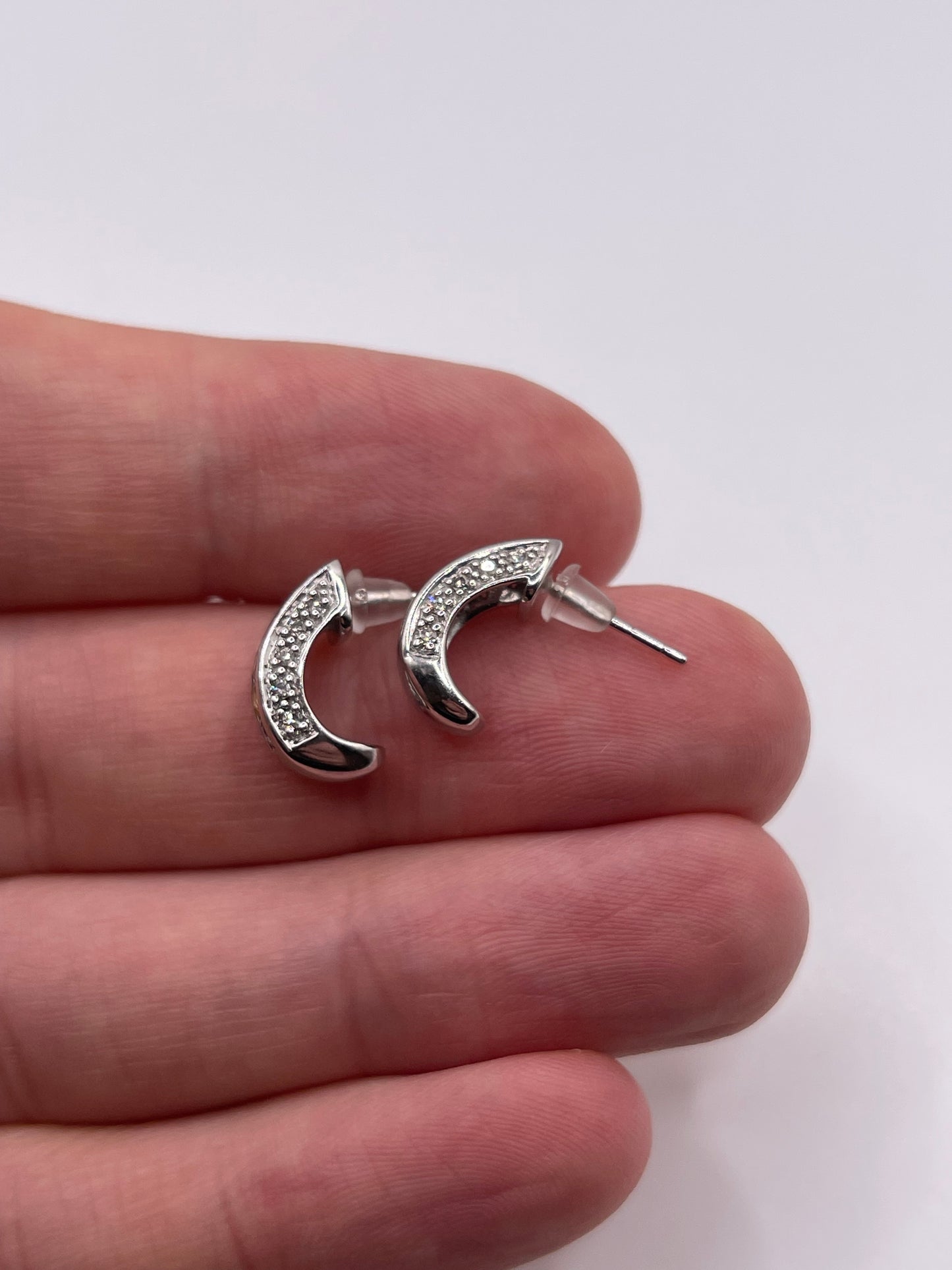 9ct white gold sapphire and diamond earrings