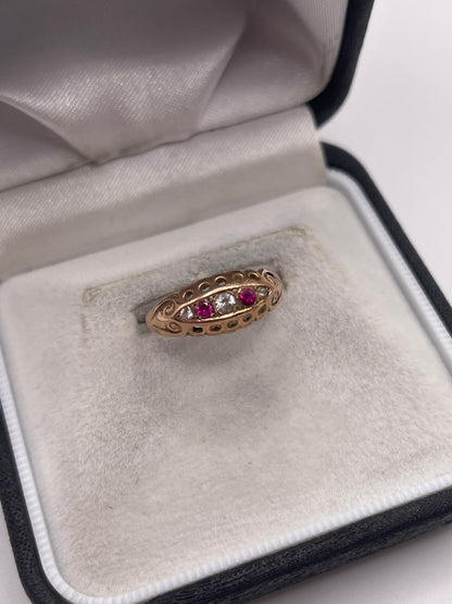 Antique 9ct rose gold paste ring