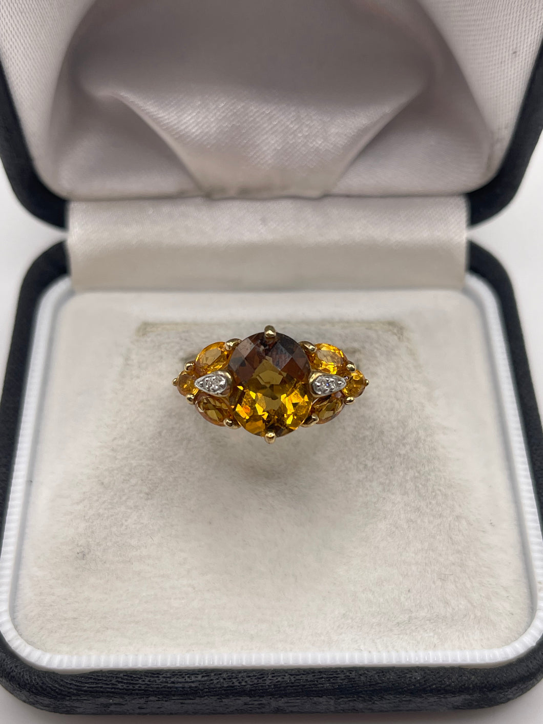 9ct gold citrine and diamond ring