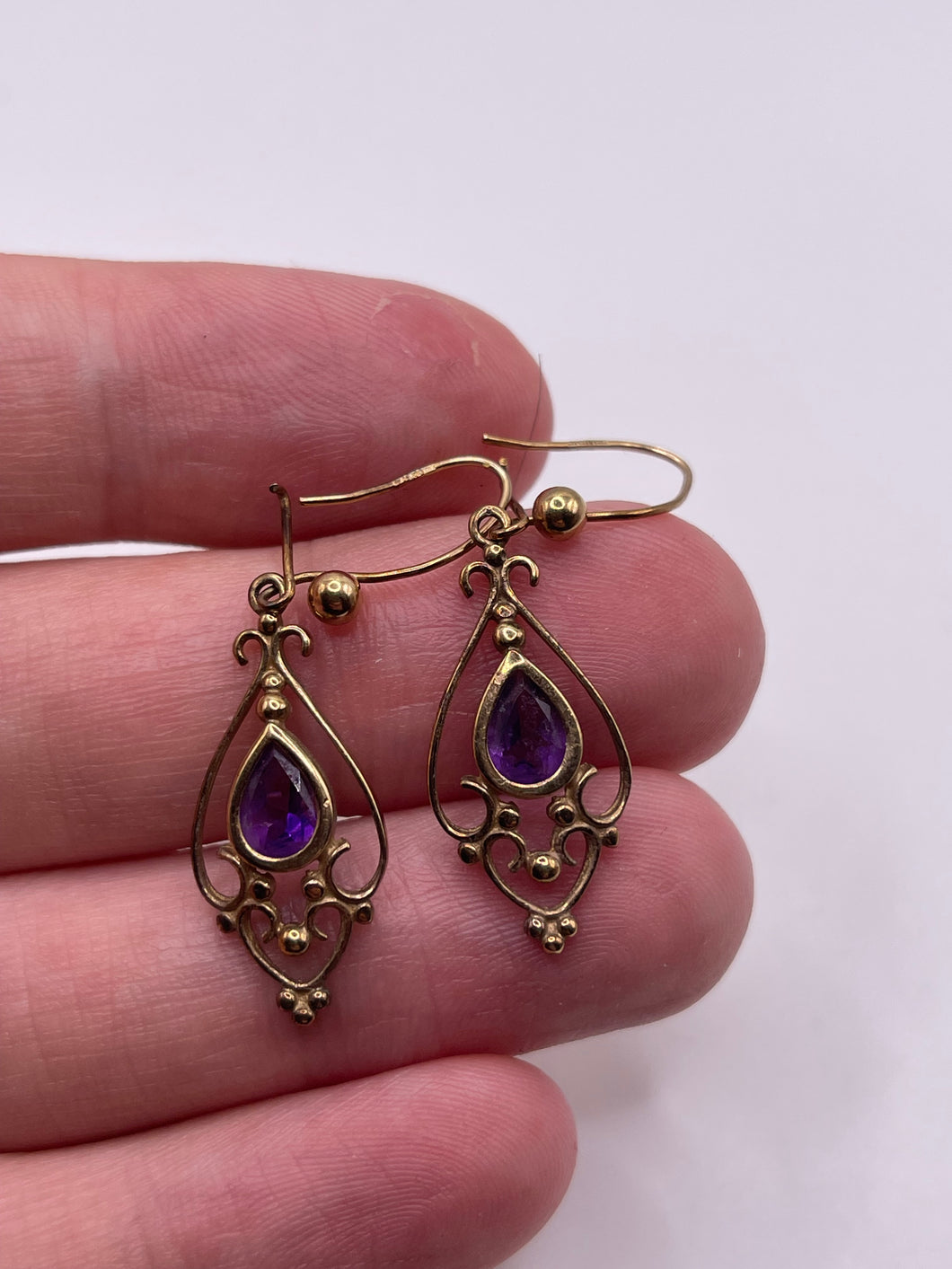 9ct gold amethyst earrings