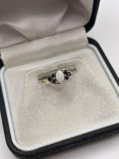 9ct gold opal and sapphire ring