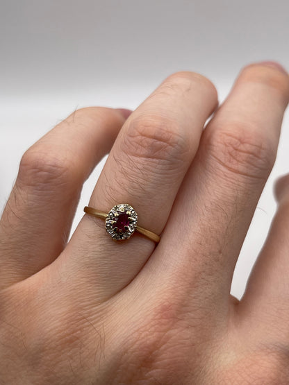 9ct gold ruby and diamond ring