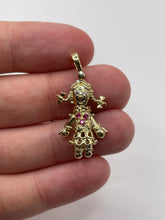 Load image into Gallery viewer, 9ct gold cz ragdoll pendant
