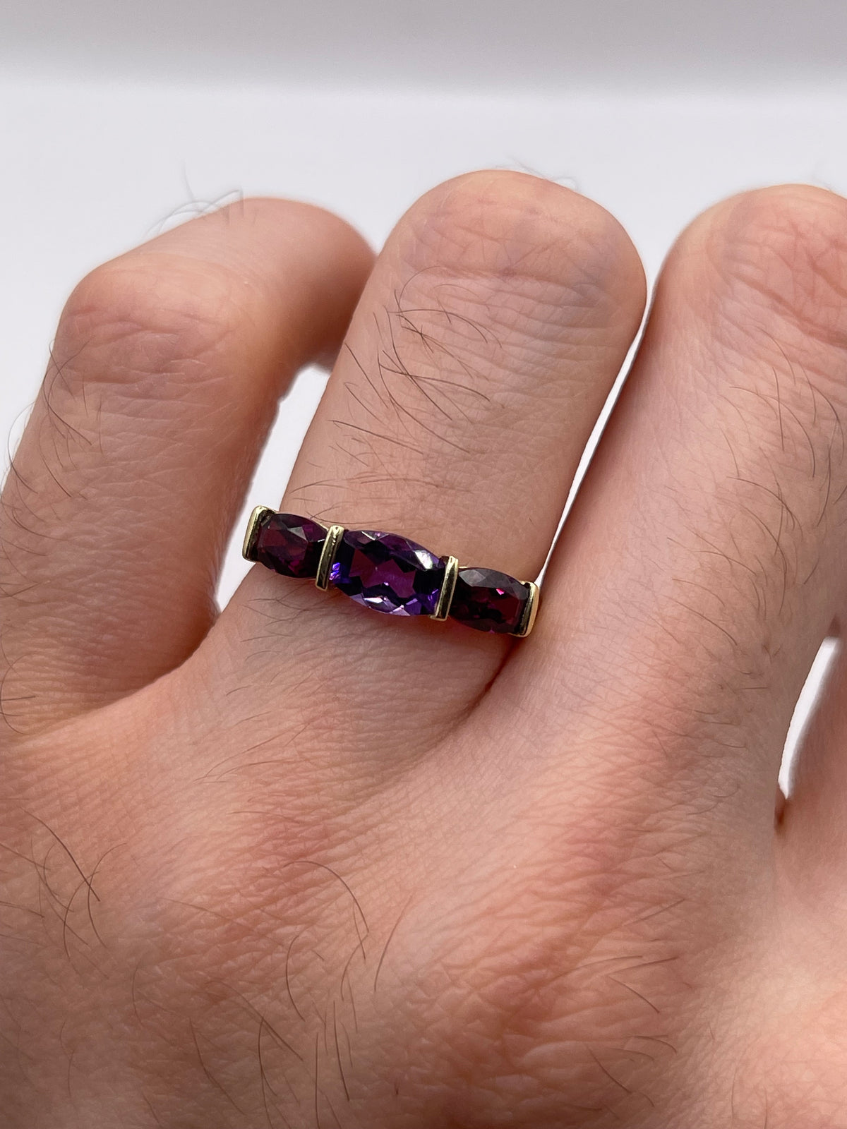 9ct gold amethyst and garnet ring