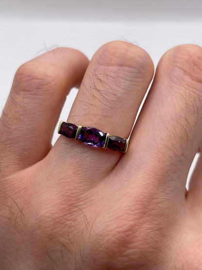 9ct gold amethyst and garnet ring