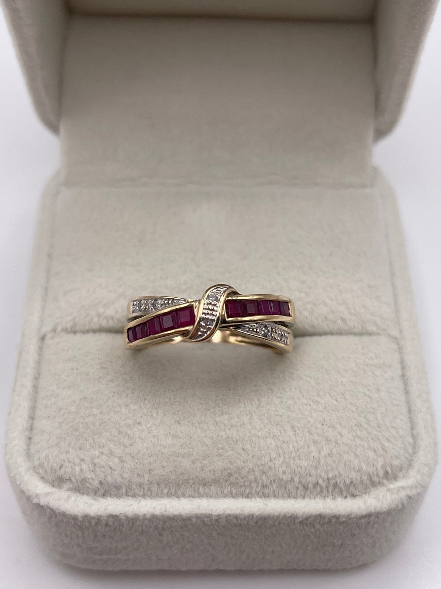 9ct gold ruby and diamond ring