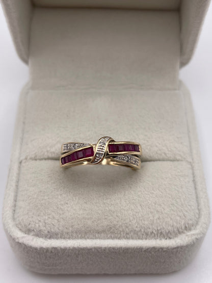 9ct gold ruby and diamond ring