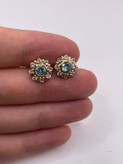 9ct gold zircon cluster earrings