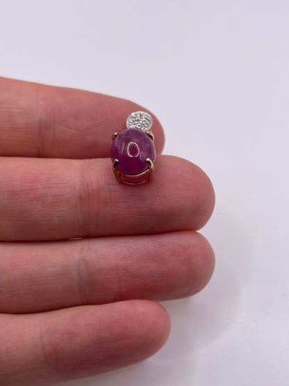 9ct gold cabochon ruby and diamond pendant