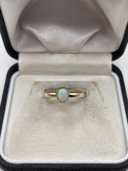 9ct rose gold opal ring