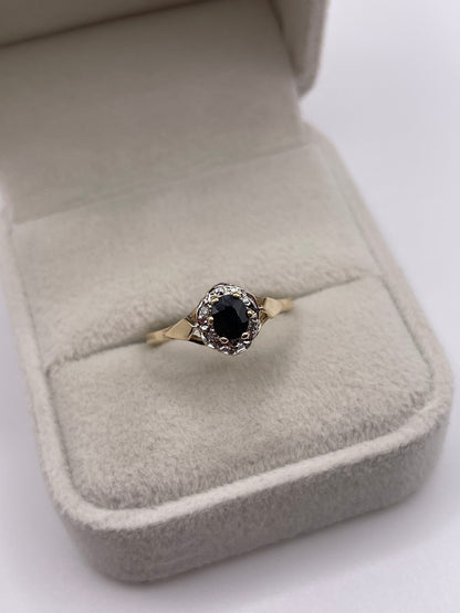 9ct gold sapphire and diamond ring