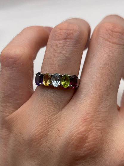 9ct gold multi gemstone ring