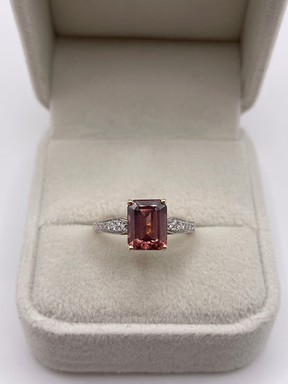 14ct gold tourmaline and diamond ring