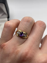 Load image into Gallery viewer, 9ct gold amethyst and diamond ring
